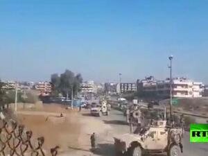 قطعت الطريق أمام رتل أمريكي كان يمر قرب مطار القامشلي الدولي