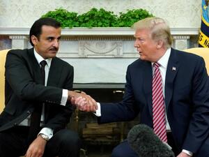  أمير قطر الشيخ تميم بن حمد بن خليفة آل ثاني والرئيس الأمريكي دونالد ترامب