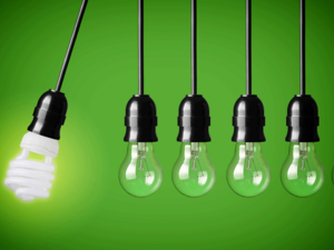 Whenever you move into a new apartment, check the light fixtures for incandescent lights.