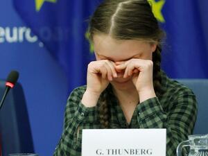 Greta Thunberg during an April 2019 session at the European Parliament in Strasbourg, France. (Photo by FREDERICK FLORIN / AFP) 