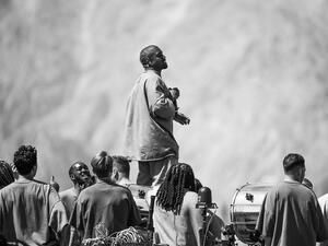Kanye West performing his Sunday Service at Coachella on April 21.