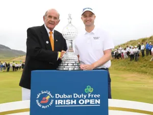 Colm McLoughlin with Russell Know, 2018 Dubai Duty Free Irish Open winner