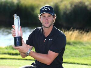 Thomas Pieters with the D+D Real Czech Masters trophy
