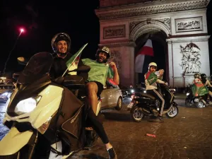 In Paris, fans blocked traffic on the Champs-Elysees