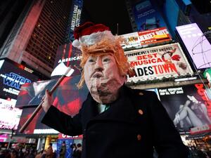 Over 1000 protesters gather in Times Square December 17, 2019 as the New York City Coalition to Impeach and Remove joins national demonstrations to demand an end to Trump's presidency. TIMOTHY A. CLARY / AFP