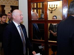 Jason Greenblatt (centre), US President Donald Trump's Middle East envoy, has hinted Washington will soon reveal its plan for the peace process. (AFP)