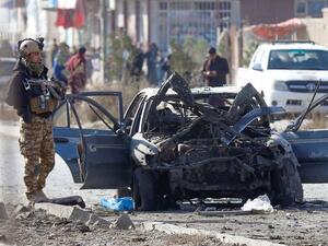 At least seven people were killed and seven wounded when a car bomb detonated during Kabul's busy morning rush hour on November 13, an interior ministry spokesman said. (STR / AFP)