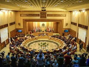Members of the Arab League hold a meeting at the grouping's headquarters in the Egyptian capital of Cairo to discuss the latest developments in the Palestinian territories, on April 21, 2019.  (MOHAMED EL-SHAHED / AFP)