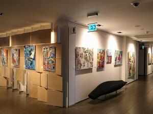 An installation shot of Awad's "Interactions, Ode to J," showing at Le Meridien Beach Plaza Hotel, Monte Carlo, Monaco, March 2019.  (The Daily Star)