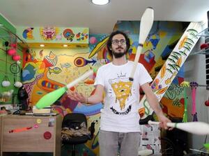 Jad Moustafa shows off his tricks. (The Daily Star/Hasan Shaaban)