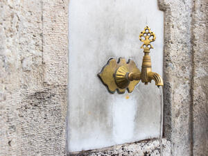 Turkish Ottoman style water tap at the ablution fountain in the courtyard of Fatih mosque. (Shutterstock/ File Photo)