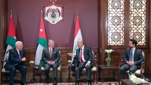 His Majesty King Abdullah, accompanied by HRH Crown Prince Hussein, holds trilateral talks with Iraqi President Barham Saleh and Palestinian President Mahmoud Abbas in Amman on Thursday.