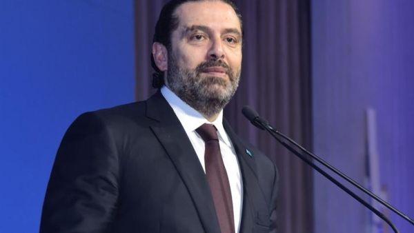 Lebanese Prime Minister Saad Hariri delivers a speech at an iftar on Saturday. 
