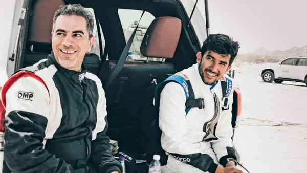 Talal Bader, right, with his co-pilot. (Photo: TB Motorsports)