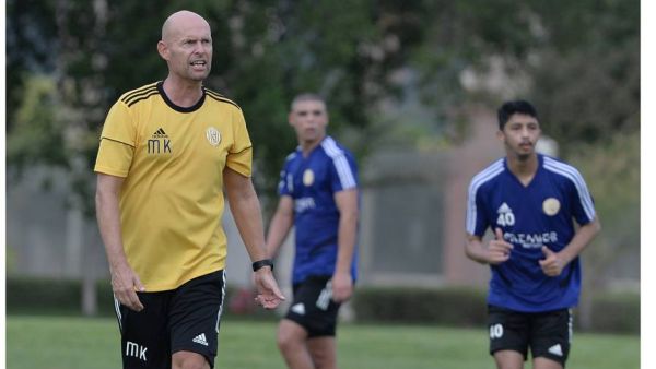 Al Jazira coach Marcel Keizer keeps a close watch on his players during a training session at Al Jazira's Emirates Palace training center. - Supplied photo