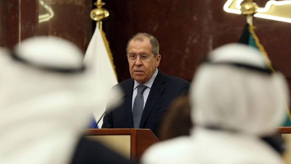 Russian foreign minister Sergey Lavrov in Kuwait City. (AFP / Yasser Al-Zayyat)