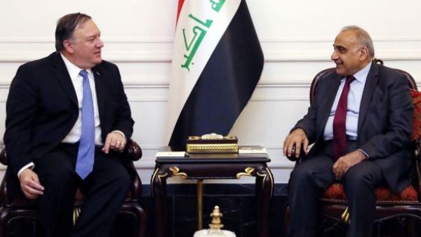 Iraqi prime minister Adel Abdul Mahdi in conversation with US secretary of state Mike Pompeo in Baghdad. (AFP/File Photo)