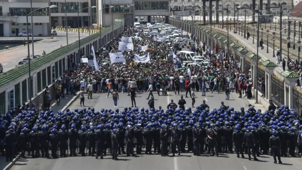 Algerian students take part in a weekly demonstration in the capital Algiers on May 28, 2019.  (AFP/ File Photo)