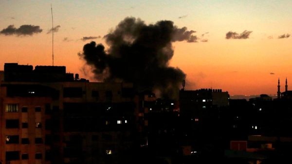 A picture taken on on October 27, 2018 shows smoke rising following an Israeli air strike in Gaza City. (AFP)