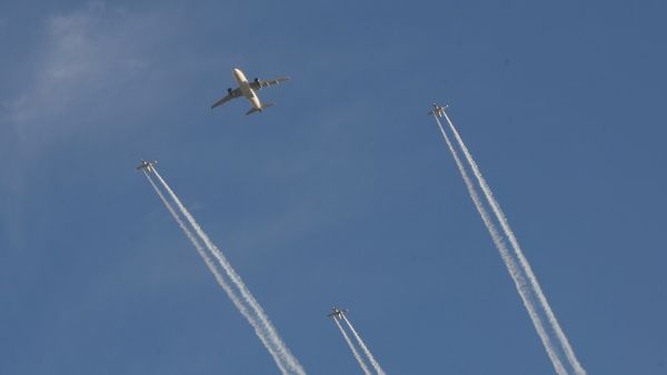 The RJ aircraft, along with the Royal Jordanian Air Force, performed an attractive air show in the Amman skies, as well as all over the kingdom. 