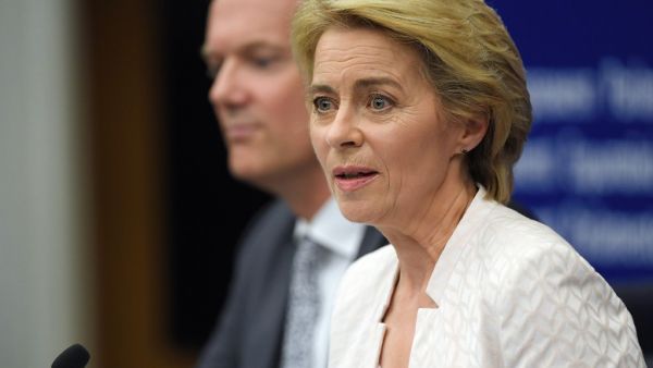 Newly elected European Commission President Ursula von der Leyen speaks as she attends a news conference following a vote on her election at the European Parliament in Strasbourg, eastern France on July 16, 2019. (AFP/ File Photo)
