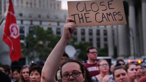 Hundreds of people gather in lower Manhattan for a "Lights for Liberty" protest against migrant detention camps and the impending raids by Immigration and Customs Enforcement (ICE) this coming weekend in various cities on July 12, 2019. (AFP/ File Photo)