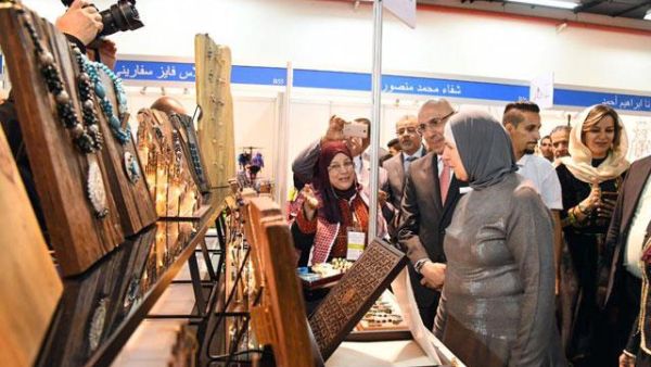 Deputising for Her Majesty Queen Rania, Minister of Social Development Basma Ishaqat on Wednesday opens the Bint Bladi Expo in support of productive Jordanian women (Photo courtesy of 'Bint Bladi' Facebook page)