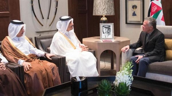 Qatari Foreign Minister Sheikh Mohammed bin Abdulrahman Al Thani meets King Abdullah II in April [AFP] 