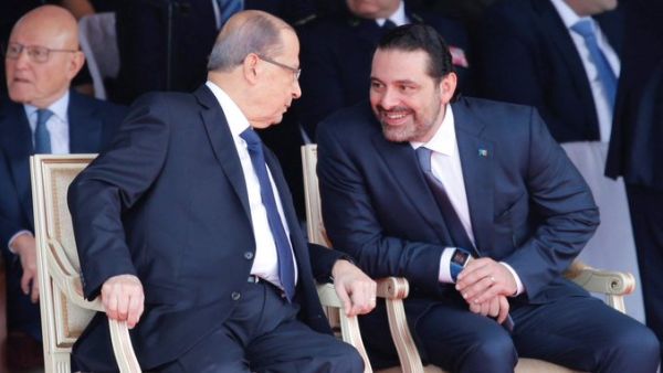 Lebanon's PM Saad al-Hariri with President Aoun (Twitter)