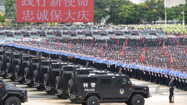 Chinese police officers taking part in a drill in Shenzhen in China's southern Guangdong province, across the border from Hong Kong. (AFP/ File Photo)