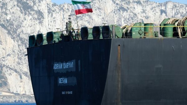 An Iranian flag flutters on board the Adrian Darya oil tanker, formerly known as Grace 1, off the coast of Gibraltar on August 18, 2019. (AFP/ File Photo)