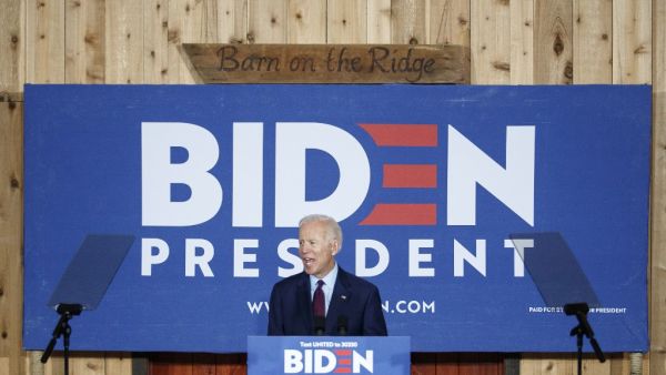Democratic presidential candidate and former Vice President Joe Biden delivers remarks about White Nationalism during a campaign stop on August 7, 2019 in Burlington, Iowa. (Tom Brenner/Getty Images/AFP) 