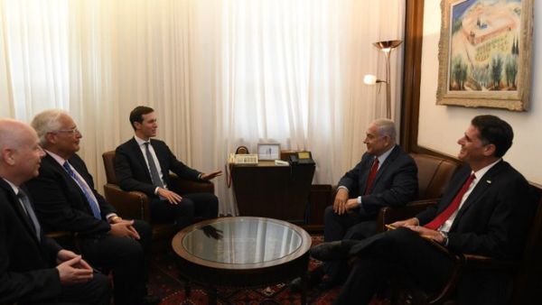 An important meeting with Jared Kushner, senior advisor to President Trump; Jason Greenblatt, US envoy to the Middle East; and David Friedman, US ambassador to Israel (Twitter)