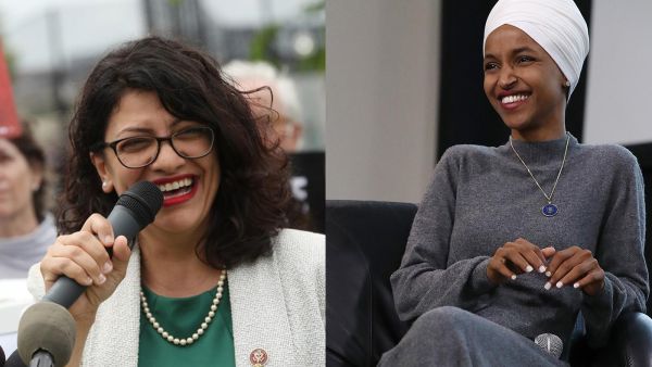 Rashida Tlaib (L) and Ilhan Omar are supporters of pro-Palestinian Boycott, Divestment and Sanctions movement (AFP)