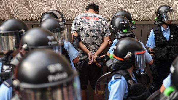 Police detain a man after fights broke out between pro-China supporters and anti-government protesters at Amoy Plaza in the Kowloon Bay district in Hong Kong on September 14, 2019. (AFP/ File Photo)