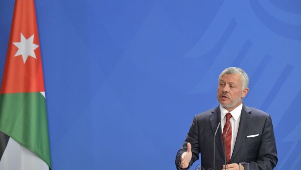 King Abdullah II of Jordan gives a joint press conference with the German Chancellor (not in picture) following talks on economic issues and the bilateral relationship of their two countries on September 17, 2019 at the Chancellery in Berlin. (Tobias SCHWARZ / AFP)