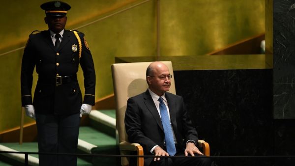 Barham Saleh, President of Iraq waits to speak during the 74th Session of the General Assembly at the United Nations headquarters in New York on September 25, 2019. (TIMOTHY A. CLARY / AFP)