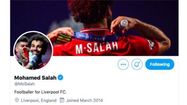 Mohamed Salah deleted 'Egypt' from his Twitter profile. (Twitter)