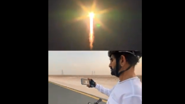 Sheikh Mohammed bin Rashid Al Maktoum, Vice President and Prime Minister of UAE and Ruler of Dubai, watched AlMansoori's spacecraft take off. (Twitter)