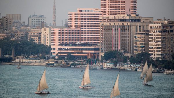A picture taken on September 30, 2019 shows Egyptian sail boats, known as Feluccas, sailing down the Nile River off central Cairo. (Khaled DESOUKI / AFP)