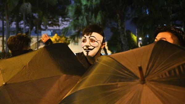 A protester wearing a mask takes part in a protest in the Wanchai district in Hong Kong on October 4, 2019, after people hit the streets when the government earlier announced a ban on facemasks. (AFP/ File Photo)
