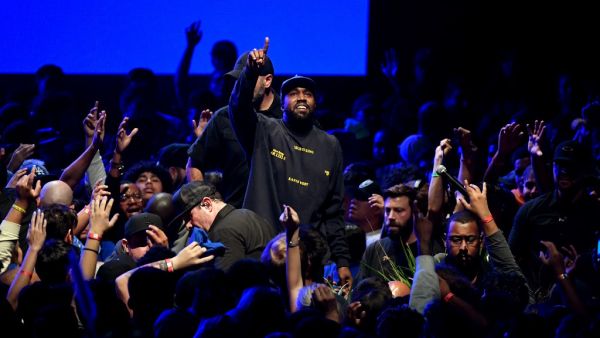 Kanye West performs onstage during his "Jesus Is King" album and film experience at The Forum on October 23, 2019 in Inglewood, California. (Kevin Winter/Getty Images for ABA/AFP)