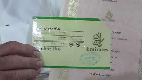 Emirates Airlines shares Ticket, boarding pass of first  flight from Dubai to Karachi. (Twitter)