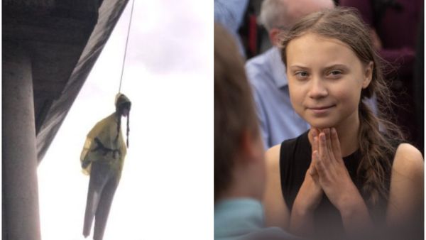 Mayor of Rome Virginia Raggi slammed the effigy, saying: 'Shameful the mannequin of @GretaThunberg found hanging from a bridge in our city. (Twitter/ AFP/ File Photo)