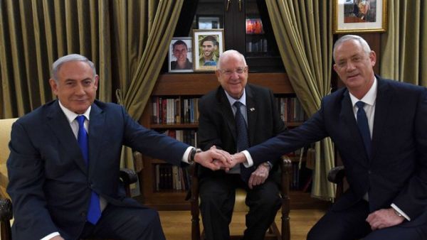 Reuven Rivlin, Benny Gantz and Benjamin Netanyahu  (Twitter)