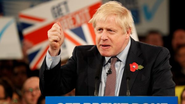 Britain's Prime Minister Boris Johnson speaks at the Conservative Party's General Election campaign launch, at the National Exhibition Centre (NEC) in Birmingham, central England, on November 6, 2019. (AFP/ File Photo)