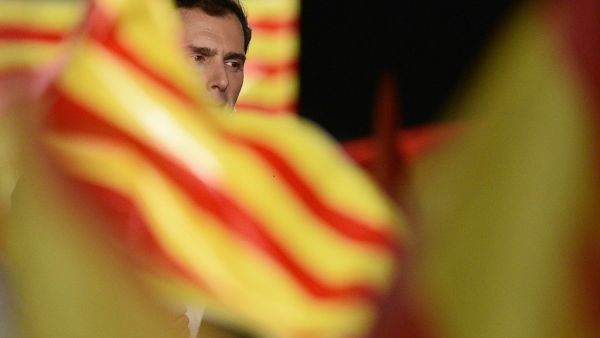 Spanish liberal Ciudadanos party leader and candidate for prime minister, Albert Rivera, delivers a speech during their last campaign rally in Barcelona on November 8, 2019 ahead of the November 10 general election. PAU BARRENA / AFP