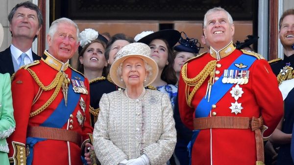 Britain's Prince Charles, Prince of Wales, Britain's Queen Elizabeth II, and Britain's Prince Andrew, Duke of York stand with other members of the Royal Family on the balcony of Buckingham Palace. (AFP/ File Photo)