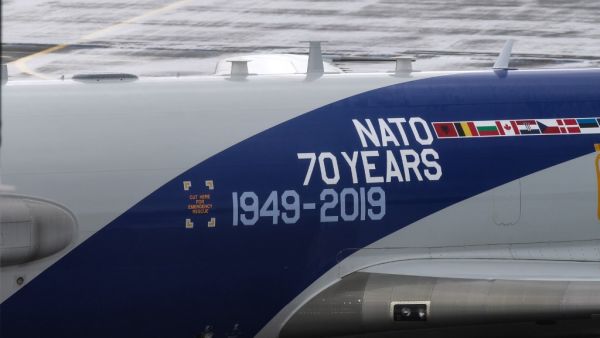 A NATO Airborne Warning And Control System (AWACS) aircraft stands on the tarmac during signing of a USD1 billion contract with Boeing to modernise the Alliance’s fleet of AWACS aircraft, at Melsbroek on the outskirts of Brussels on November 27, 2019. Aris Oikonomou / AFP