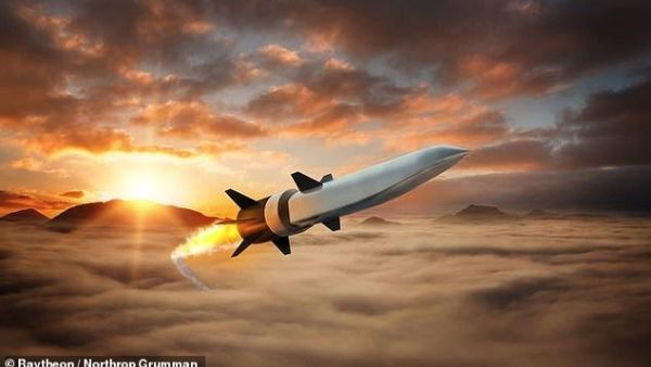 US weapons manufacturer Raytheon and Northrop Grumman are developing a hypersonic missile that can travel at 4,600mph with an engine made by a 3D printer (artist's impression). (Raytheon/ Northrop Grumman)